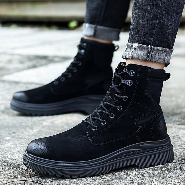 

new men's boots mens boots casual winer men bota coturnos masculino men martin waterproof footwear work, Black
