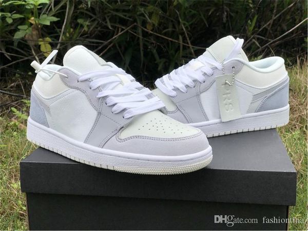 

2020 air 1 low paris prs basketball shoes men women white sky grey football grey suede authentic quality sneakers with original box 5-11
