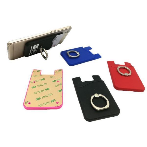 

iphone phone for credit wallet sticker pouch card with slot new holder money silicone ring universal samsung pt2009 qnxin