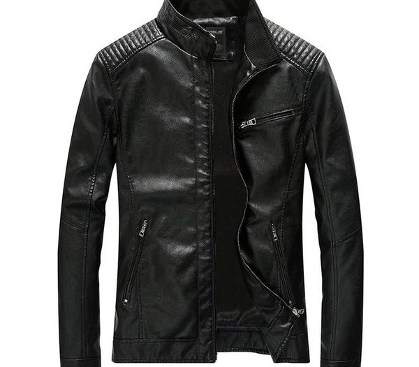 

2019 new men fashion faux leather jacket motocycle pu jacket men coatfor autumn drop shipping, Black;brown