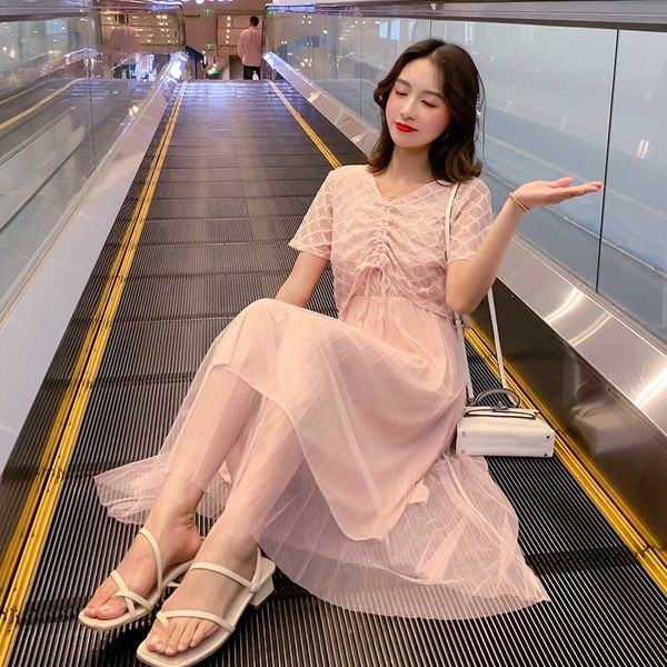 

breastfeeding dress 2020 summer new type of drawstring net gauze maternity wear two dresses slim lace breastfeeding skirt, White