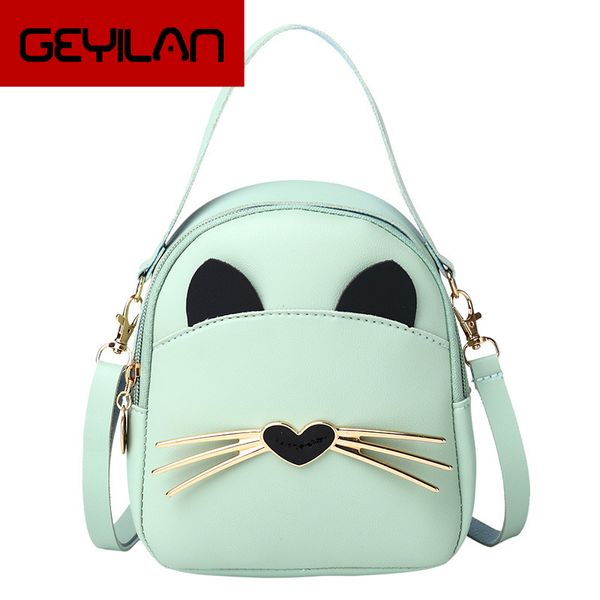 

women pu leather bagpack for child mini girl school bags student shoulder crossbody pack women cat handbag purse