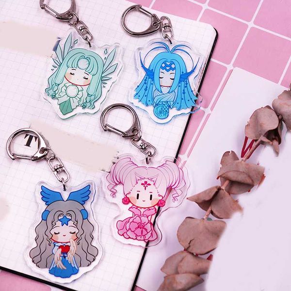

1pcs q style anime cartoon cardcaptor sakura acrylic keychain keyring pendant cosplay prop bag decor boy girl gift, Silver