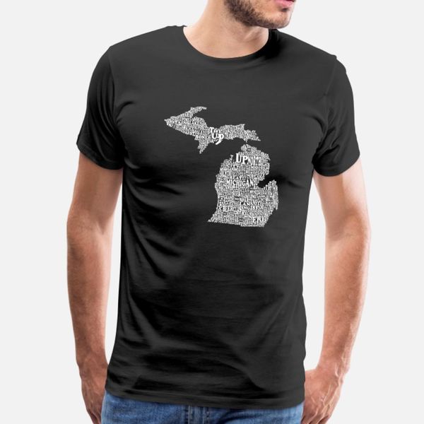 

michigan by words map t shirt men design short sleeve plus size 3xl clothes crazy casual spring kawaii shirt