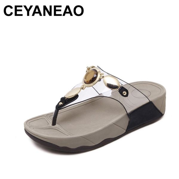 

ceyaneao woman slippers 2020 summer women fashion sandals female flip flops thin heels shoes casual comfortable slippers size 41, Black