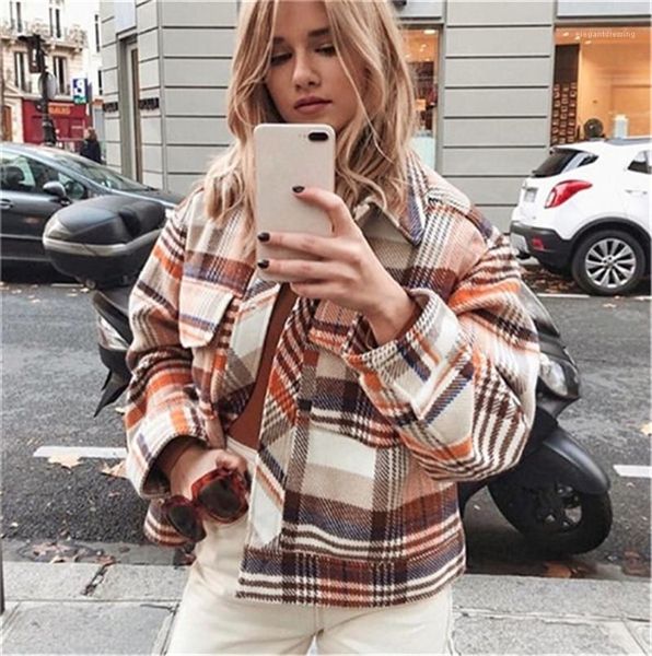 

street style с длинным рукавом нагрудные шеи негабаритные пальто новая womne одежда повседневная плед зимы женщин способа куртки, Black;brown