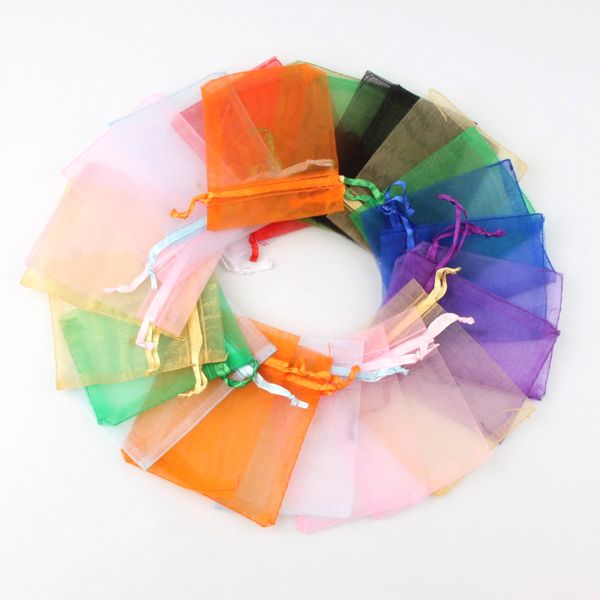 

50pc 5x7 7x9 10x12 13x18cm jewelry organza bags candy wedding bags jewelry packaging gift pouches display bag, Pink;blue