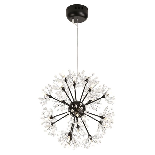 

chrome / black dandelion metal pendant lamp nordic warm romantic round crystal g4 led hanging lights for restaurant bar clothing store deco