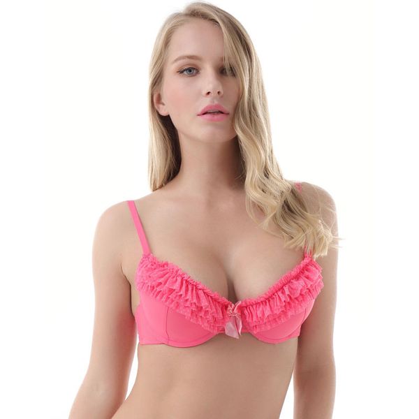 

miaoersidai women push up brassiere ruffles bralette leopard print bra for women 32 34 36 38 b/c/d/dd girl's bra #6891b, Red;black