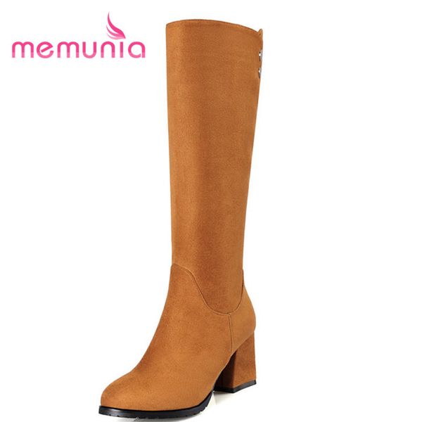 

boots memunia big size 32-43 simple fashion autumn winter square heel high heels women 2021 knee, Black