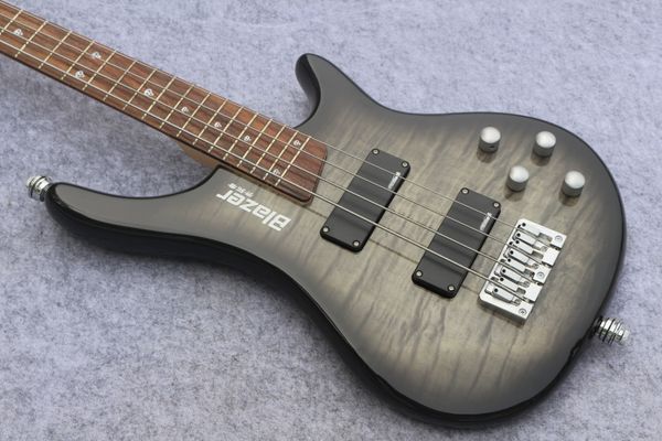 Özel 6 Dize Gri Burst Bas, Tek Parça Vücut Ve Gülağacı Klavye 24 Fret, Çin Elektro Gitar Bas