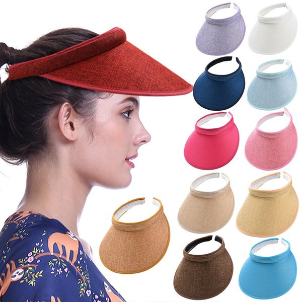 

spring summer autumn new big wide brim straw sun visors hat women and man fashion empty caps, Blue;gray