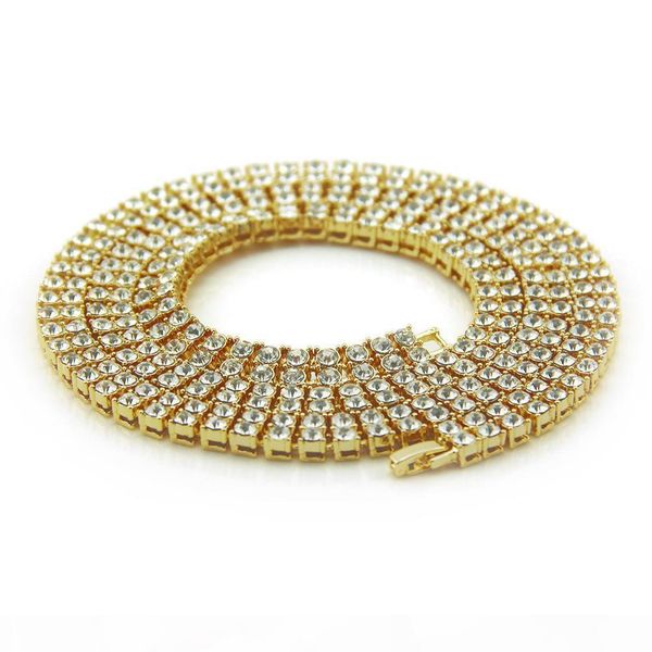 

новая мода полный алмазный blingbling двухрядные теннис ожерелье iced out персонализированный hip hop длинные цепи майами рэппер ювелирные п, Silver