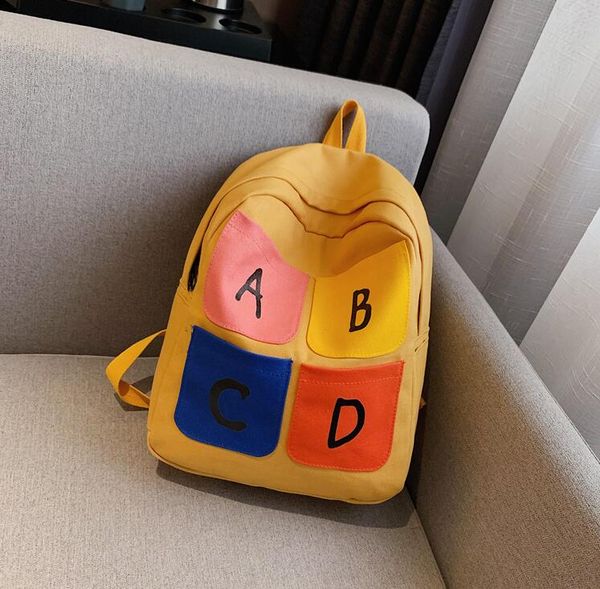 

schoolbag large capacity student backpack women canvas travel backpacks with letter girl shoulder bags