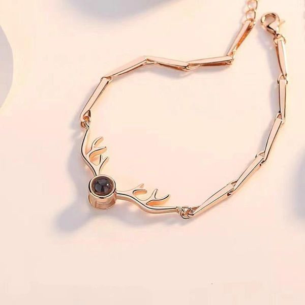 

beads projection bracelets stainless steel antler korean style 100 kinds of i love you bracelet fashion jewelry christmas gift, Golden;silver