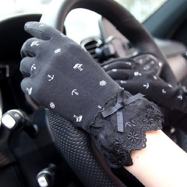 

women sunscreen stretch gloves summer cotton gloves touch screen anti uv slip resistant driving breathable guantes, Blue;gray