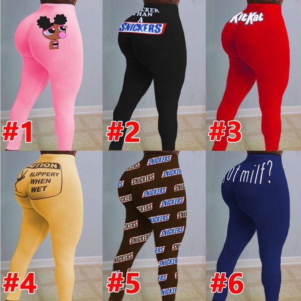 

women yoga pants slim pattern letters printed leggings ladies new fashion tight trousers 2020, Black;white