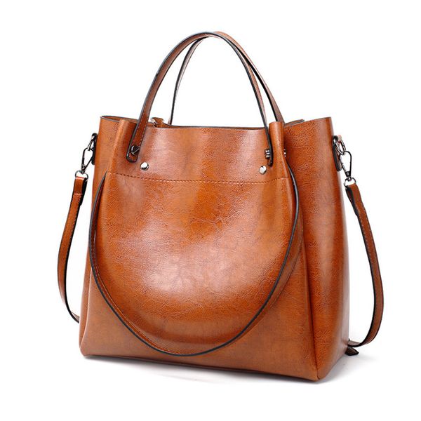 

pu oil wax leather handbag new fashion big bag shoulder bag messenger ladies