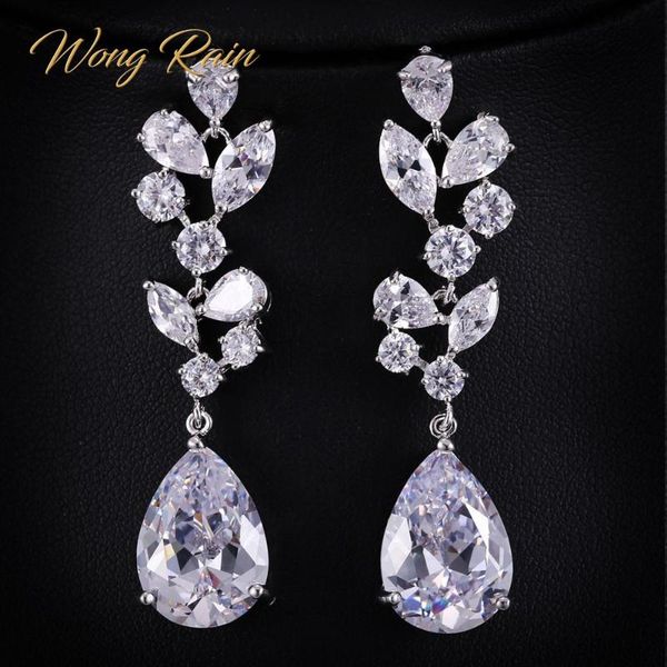

dangle & chandelier wong rain luxury 100% 925 sterling silver pear created moissanite ruby gemstone drop wing earrings fine jewelry wholesal