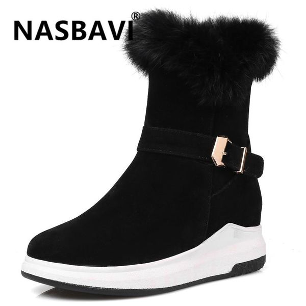 

new sweet women winter boots winter shoes ladies fashion snow boots shoes suede zipper metal buckle ankle, Black