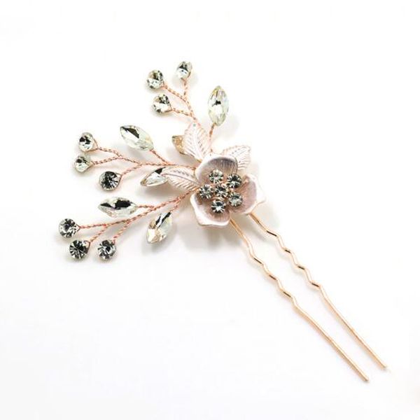 

fashion leaves hair pins wedding hair accessories bridal headpiece crystal pin girl's stick trendy ornamnet, Golden;silver