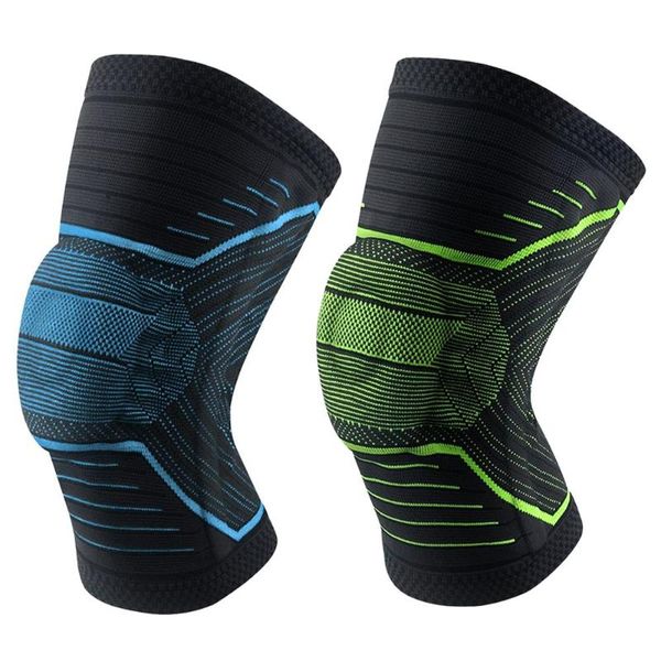 

knee patella protector brace nylon knitted elastic compression knee pad, Black;gray