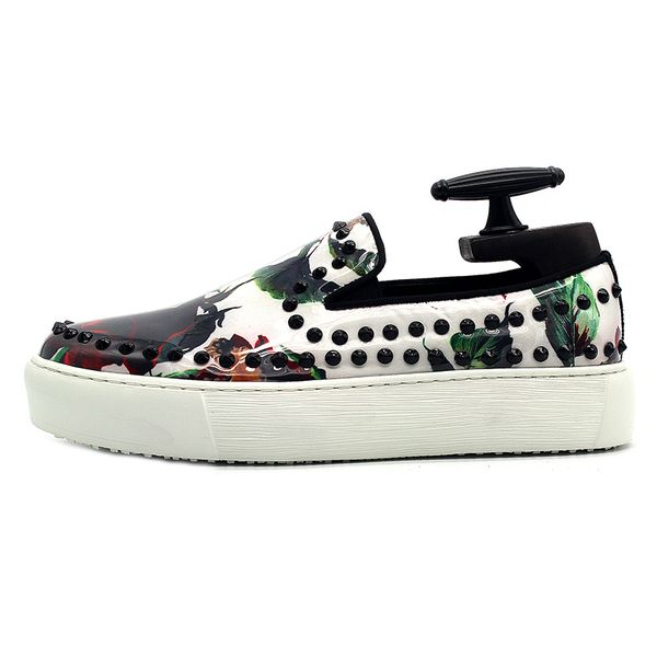 

casual hand-painted 2020 new loafers black rivet luxury punk shoes men trainers slip-on flats thick platform sneaker