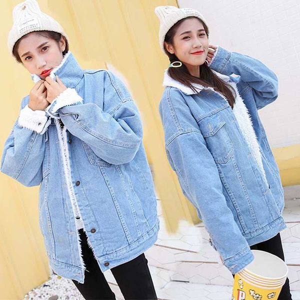 

women's jackets spring autumn winter 2021 women wool jean coat with warm jeans female jacket bomber denim for basic, Black;brown