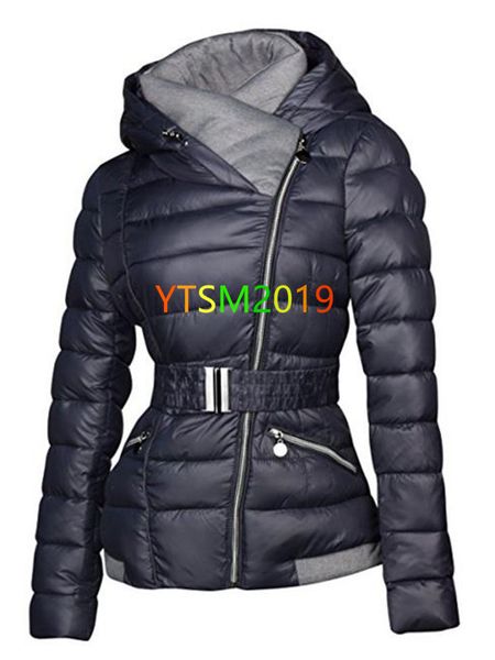 

down coat women's hoodie down jacket with belt white duck down outdoor warm feather winter jacket, Black