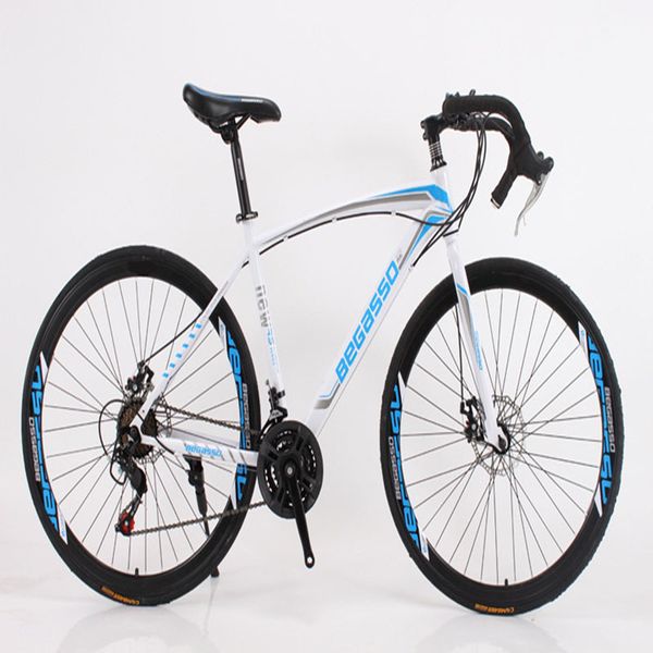 

high carbon steel curved handlebar road racing off road bicycle dual disc brake speed professional skid bike