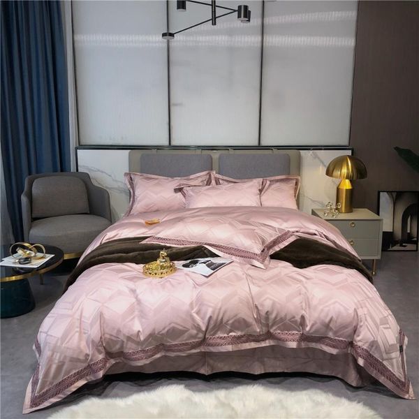

vintage color blue/ pink bedding set modern bedroom decor 100s egyptian cotton quilt covers fitted bed sheets pillowcases 4pcs
