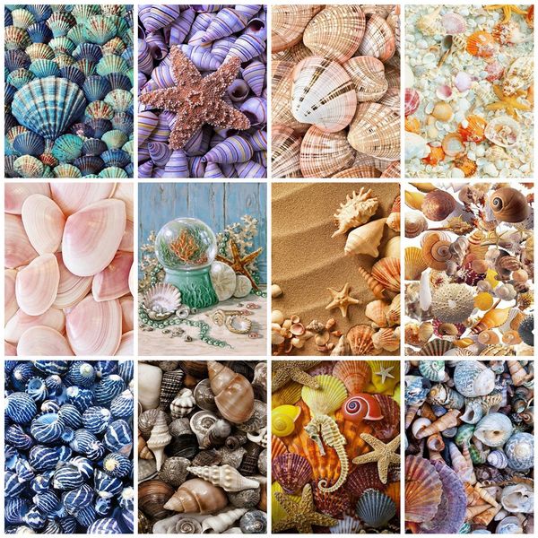 

azqsd paint by numbers canvas painting kits scenery handmade gift acrylic paint coloring by numbers shell home decoration