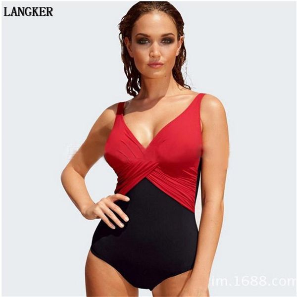 

2020 Swimsuit girls sexy plus size one piece swimsuit women Varied colour Patchwork Beach must-have sexy One-Piece Suits