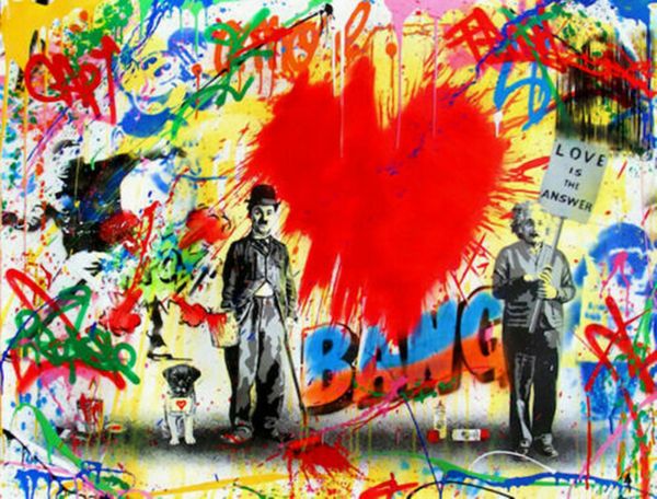 

г-н brainwash graffiti art charlie chaplin любовь 03 home decor расписанная hd печать картина масло на холст wall art холст картинки 200815