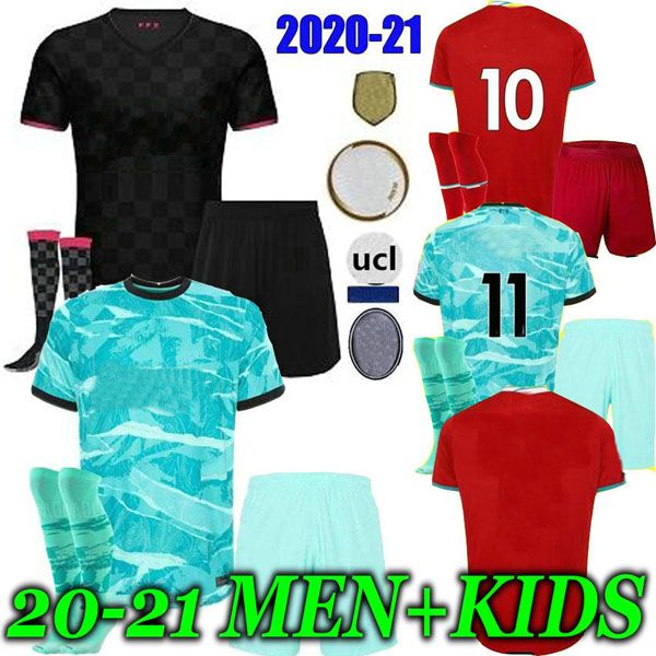 

мужчины дети kit 20 21 ппж салах мохамед firmino мане ппж вирджил футбол джерси футбола рубашка мане 2020 2021 равномерной, Black