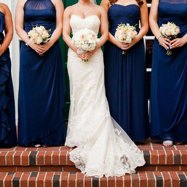 

элегантный кот аппликацией кружева с вышивкой бисером русалка свадебное платье бинты брошено платье невесты robe de mariage платье de noiva, White