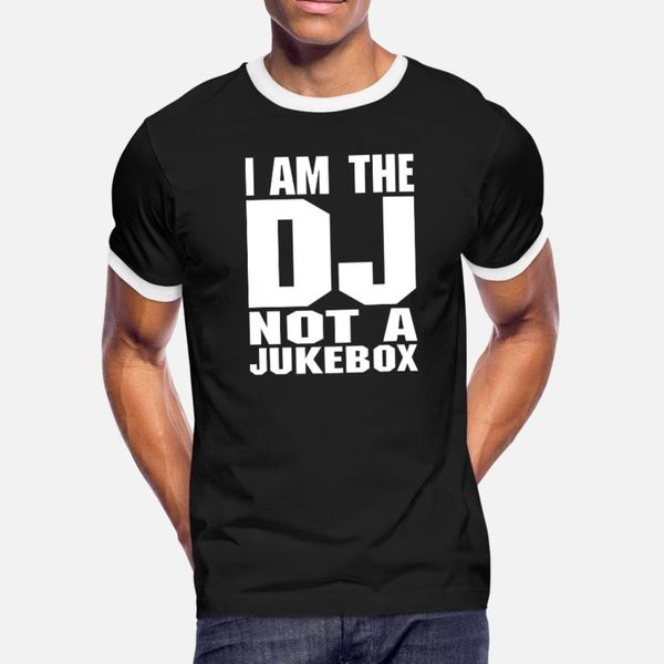 

dj i am the dj not a jukebox белая тенниска мужчина создать футболку вокруг шеи мужской мило нового стиль лето досуг рубашки