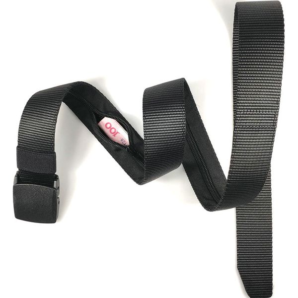 

travel anti theft waist bag belt wallet with secret compartment hiding money pocket funny zipper nylon buckle purse men's pouch, Black;brown