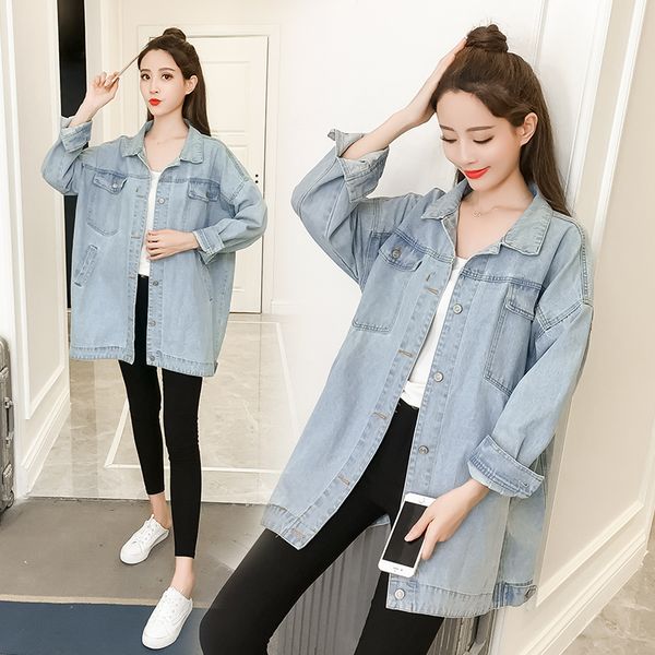 

women's jackets women denim jacket oversize pocket blue turn down collar, Black;brown