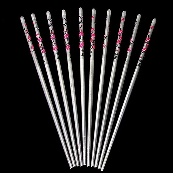 

5 pair stainless steel flower chopsticks pattern kitchen chopsticks