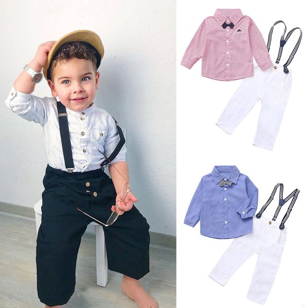 

fashion lovely baby toddler kids baby boy gentleman 2pcs bow tie t-shirt+pants overalls clothes setz0129, White