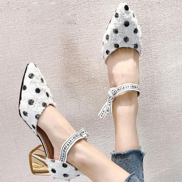 

2020 women fashion spring & summer black buckle strap high heel shoes lady sweet pointed toe shoes pumps with strap square heel