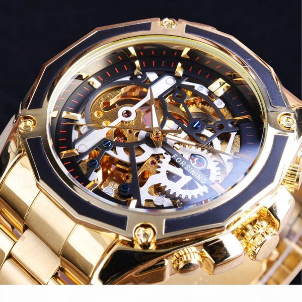 

automatic mechanical watch steel band hollow waterproof night light men's watch men's mechanical watches women, Slivery;brown