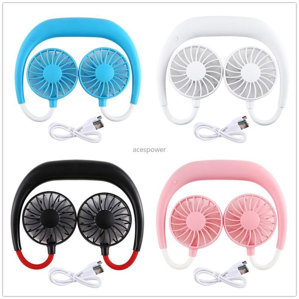 

cgjxshands -neck band hands -hanging usb rechargeable dual fan mini air cooler summer portable with package not led