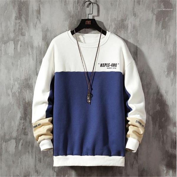 

pieces crew neck panelled mens clothing mens designer sports loose sweatshirts fashion pullover fake two, Black