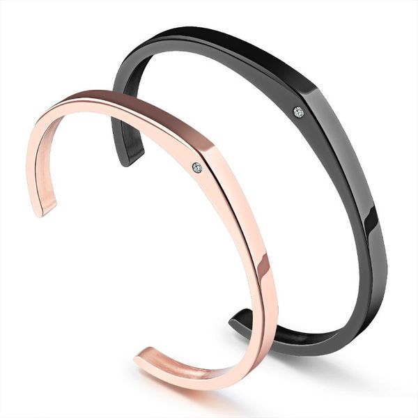 

retro-style opening couple bracelet black / stainless steel rose gold bracelet valentine's day gift of high-quality 3-gh843