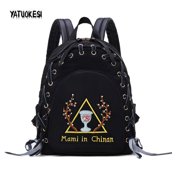 

fashion embroidery leisure backpacks for women black shoulder bag female school bag girls teenagers back pack mochilas mujer2020