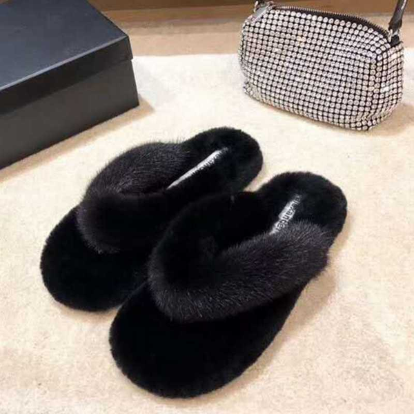 

plush slippers women summer 2020 new flip flops women flat shoes high-quality two colors size 35-39, Black