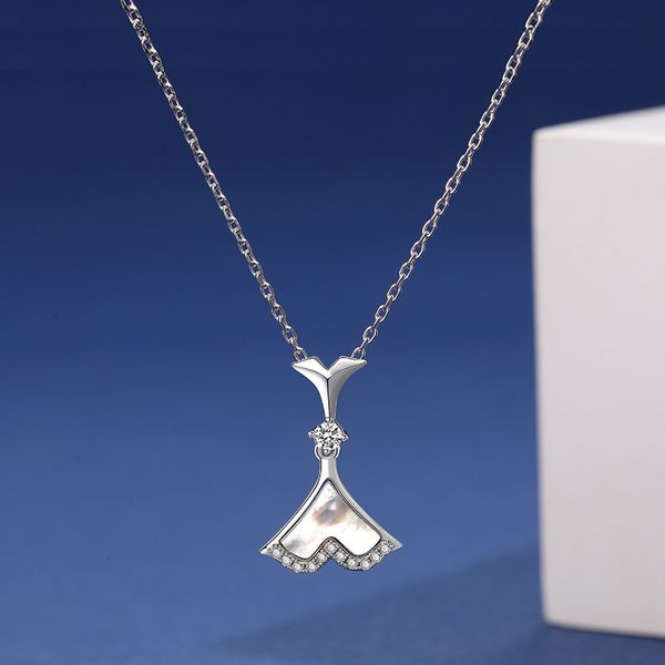 

valentine's day s925 sterling silver new zircon skirt necklace daily simple accessories