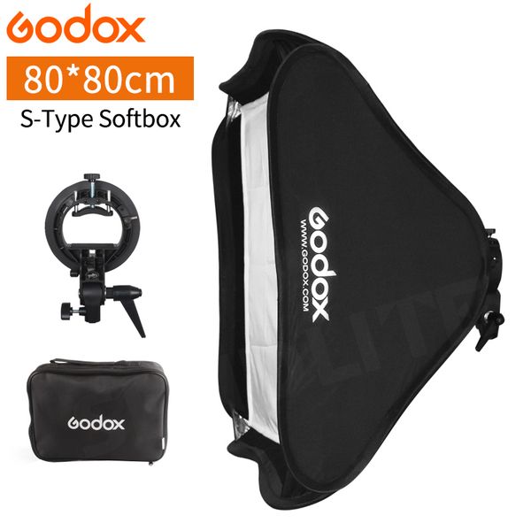 

godox 80*80 cm softbox foldable 80x80 flash folding + s-type bracket bowens holder + bag kit for p studio flash speedlites